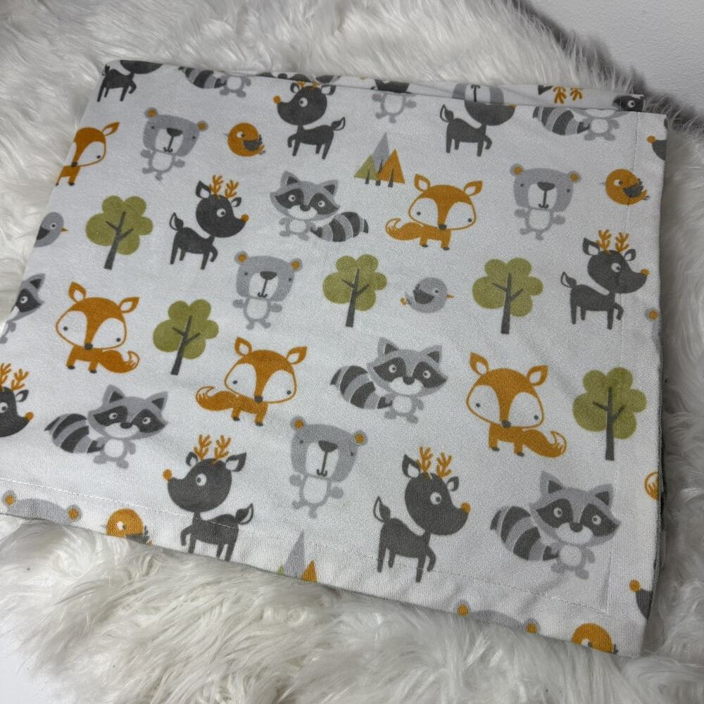 Kleitung Baby Blanket Woodland Animals Reversible Gray Minky Dots Soft Lovey